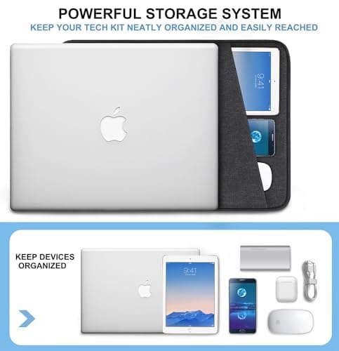 Laptop Sleeve Case 13.3 inch, Shockproof Protective Computer Cover with Accessories Pocket, Portable Laptop Bag Compatible with MacBook Air/Pro 13-13.3 inch, Compatible for MacBook Pro 14 inch, Black — view 2