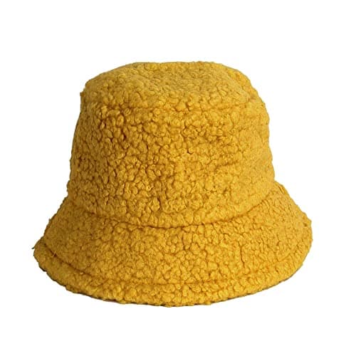 Womens Solid Thermal Windproof Bucket Fisherman Hat Winter Outdoor Casual Travel Accessory (Yellow, One Size) — view 4