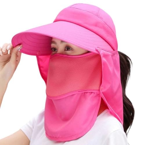 Sun Hat for Women with Wide Brim SPF 50+ Adjustable Ideal for Beach Travel Hiking Cycling Outdoor, red, One Size