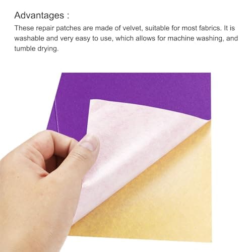 sourcing map Self-Adhesive Velvet Patches Repair Patches Purple for Clothing Repair Crafts Repair Kit Backpack Shoes Decoration Pack of 4 — view 4