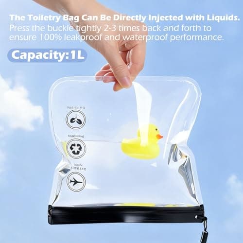 3PCS Clear Travel Toiletry Bags, GeeRic 20 * 20CM Makeup Bag TSA Approved Waterproof Liquid Pouch for Airport Durable Multifunctional Storage Sealed Bag for Passport Document Business Trip/Camping — view 5