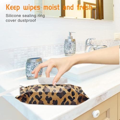 Wet Wipes Bag for Babies - 2pcs Reusable Wet Wipe Bags - Wet Wipes Bag for On The Go,Baby Wet Wipe Pouch - Portable Wet Wipe Bag,Baby Wet Wipe Pouch,Reusable Wet Wipe Pouch (leopard print) — view 5