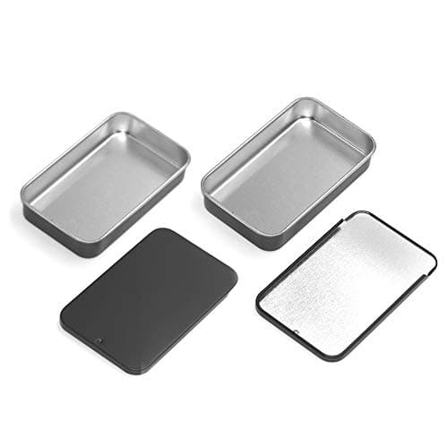 Gere 6 Pack Metal Rectangular Sliding Lid Tin Boxes Black, Containers Portable Box Small Storage Kit Home Organizer, Model 805015 — view 3