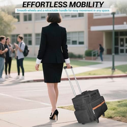 SUNDOY Rolling Teacher Bag with Detachable Trolley, 17.3" Laptop Tote Bag — view 6