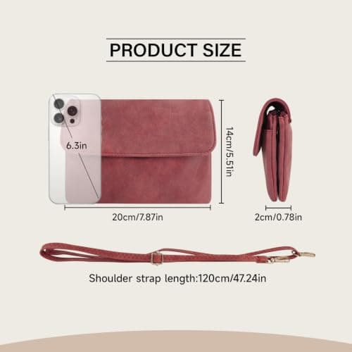 Energather Women's Cross-Body Bags, PU Leather Cross Body Bags for Women and Girls, Mini Crossbody Bags Small Shoulder Bag with Detachable Shoulder Strap for Travel, Work, Shopping (Maroon) — view 4
