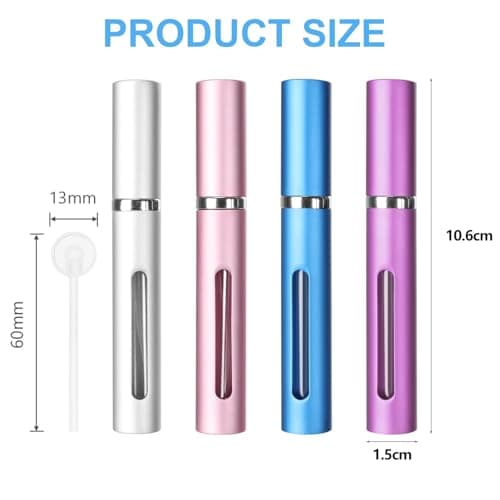Cyugooden Perfume Atomiser Refillable Atomisers Empty Mini Travel Perfume Spray Refill Small Bottle Travel Must Haves Leaking Proof for Traveling Men Women 4 PCS — view 2