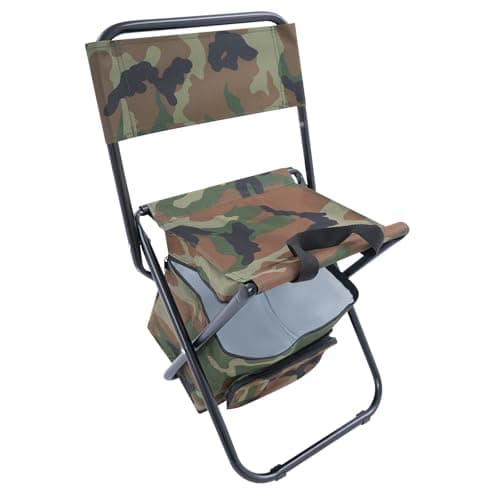 Folding Stool Backpack Insulated Cooler Bag, Portable Camping Chair with 10L Cooler, Foldable Lightweight Outdoor Seat, Double Layer Oxford Fabric & PVC Coating, for Fishing, Hiking, Picnic,Camouflage — view 6