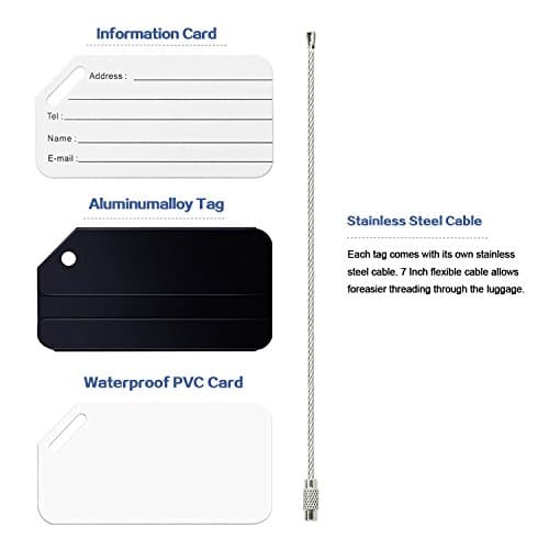 Aluminum Luggage Tag for Luggage Baggage Travel Identifier By Ovener (Black 2 Pcs) — view 3