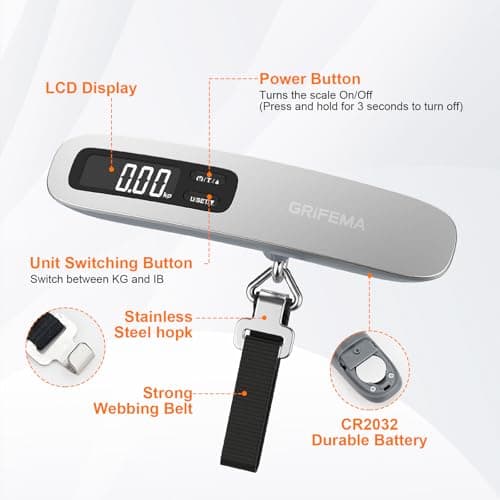 GRIFEMA GA2006 Digital Luggage Scale 50kg/110lb Silver — view 4