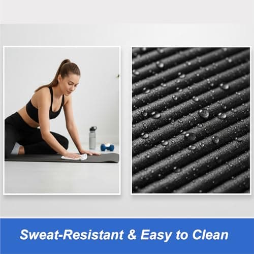 Yoga Mat Unisex Non-Slip Thick Foam Exercise Mat 10mm with Carry Strap – Lightweight Home Gym Equipment for Yoga, Pilates, Stretching (Grey) — view 4