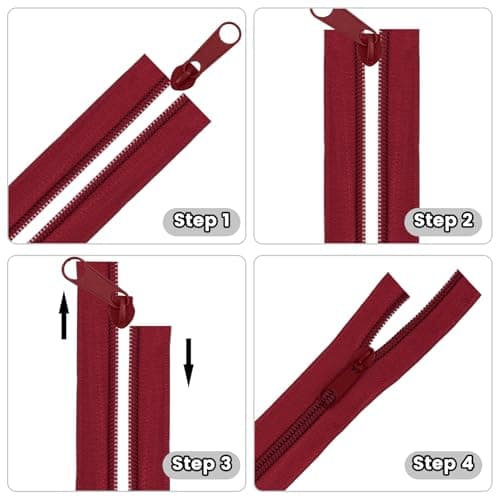 DOITEM #5 Nylon Coil Zippers by The Yard Bulk 10 Yards 9 Meters with 20pcs Zipper Sliders for DIY Sewing Tailor Craft Bag Garment Home Textile (Burgundy, #5) — view 4
