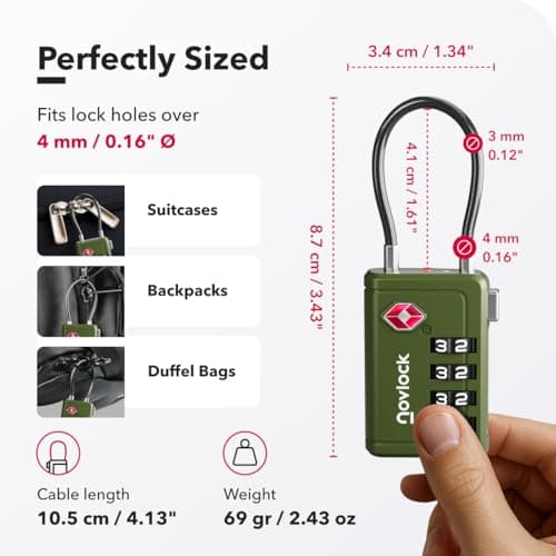 TSA Luggage Locks with Alert Indicator – 4-Digit Travel Padlocks with Flexible Cables for Suitcases, Backpacks & More – Suitcase Locks, 2-Pack, Green — view 2