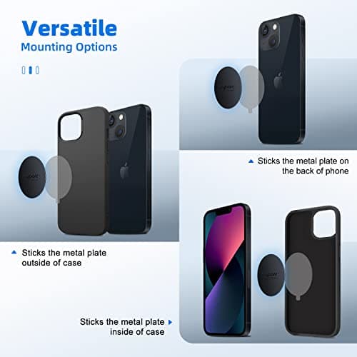 volport Metal Plate for Magnetic Phone Holder Car Mount Universal Ultra Thin 10 Pack Metal Disc Sticker Replacement Kits with Adhesive for Mobile Cradle, Black（4 Rectangular and 6 Round） — view 6