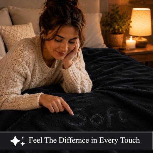BedLooms Fleece Blanket Black Single 130x150 cm,Fluffy Reversible Bed Throw — view 6