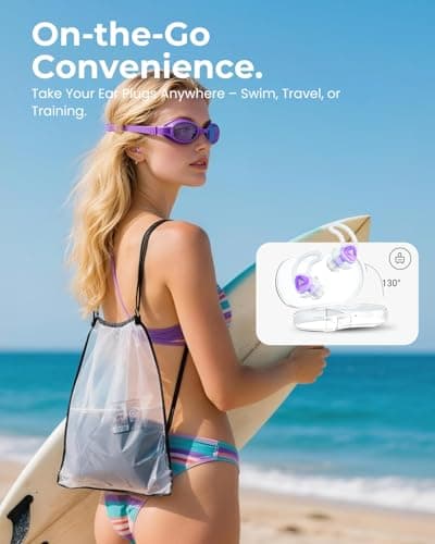 Hearprotek Swimming Ear Plugs Adults, 2 Pairs Silicone Waterproof Swim Earplugs Protection for Pool, Shower, Bath, Swim Water Sports Purple — view 6