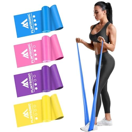 Flintronic Exercise Resistance Bands, 4 Pack Resistance Bands Set, TPE Elastic Bands with 4 Resistance Levels, 2M Workout Resistance Bands for Women and Men Strength Training, Yoga, Pilates