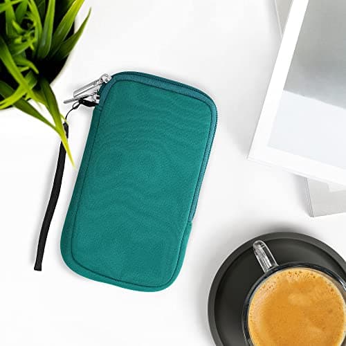 kwmobile Universal Phone Pouch Size L - 6.5" - Neoprene Smartphone Pouch with Zip - Water-Repellent Mobile Phone Case - Sleeve in Petrol — view 2