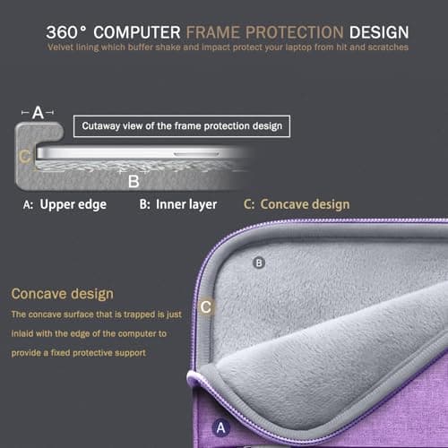Voova Laptop Sleeve 14-15 Inch, Laptop Case for MacBook Air 15, Lavender — view 4