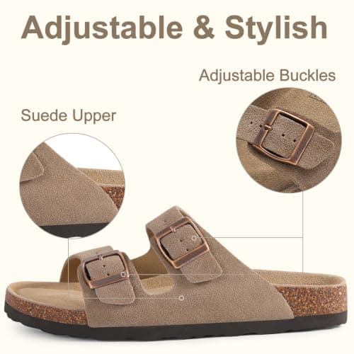 KIDMI Women Sandals Arch Support Cork Footbed Slide,Mocha 9-9.5 — view 4