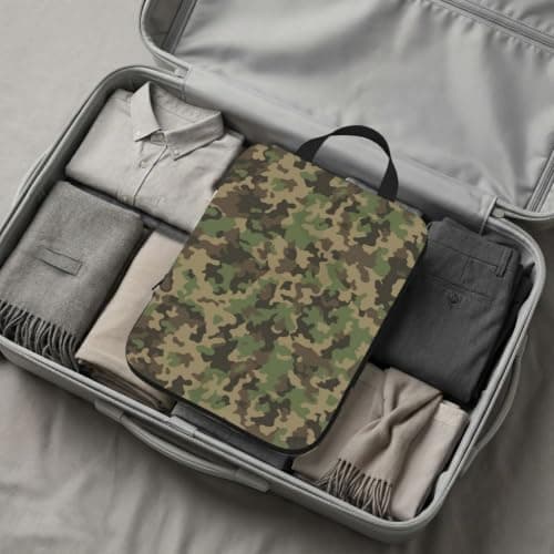 Green camo Print 4 Set Compression Packing Cubes for Suitcases,Expandable Storage Bags Organizers — view 6