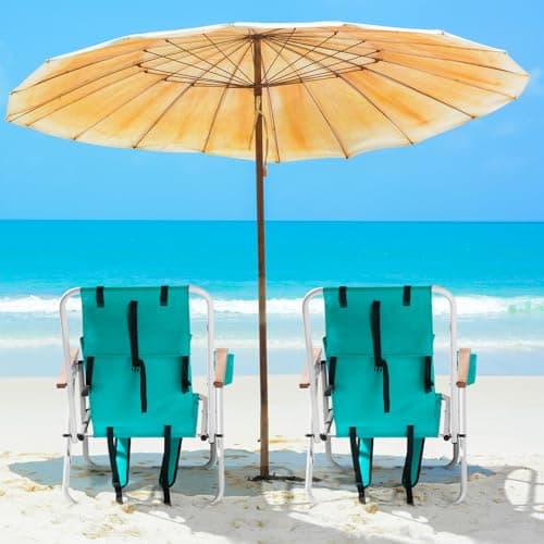 Bonnlo Folding Beach Chairs Set of 2, Portable Low Beach Chairs for Adults — view 2