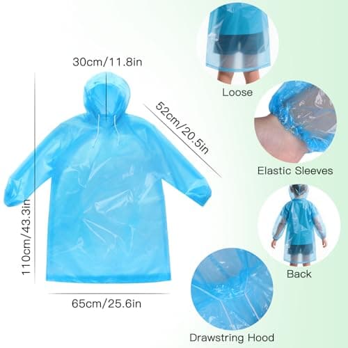 4 Pack Kids Rain Ponchos Thicker Disposable Ponchos Pocket Size with Hood — view 2