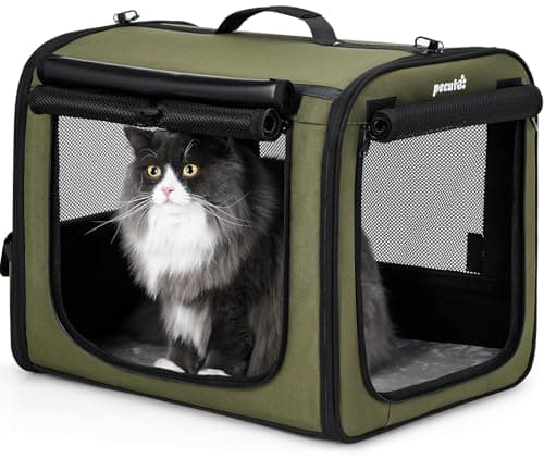 Dog Car Carrier LightWeight 50×37.5×43cm, Foldable Dog Carrier, Green