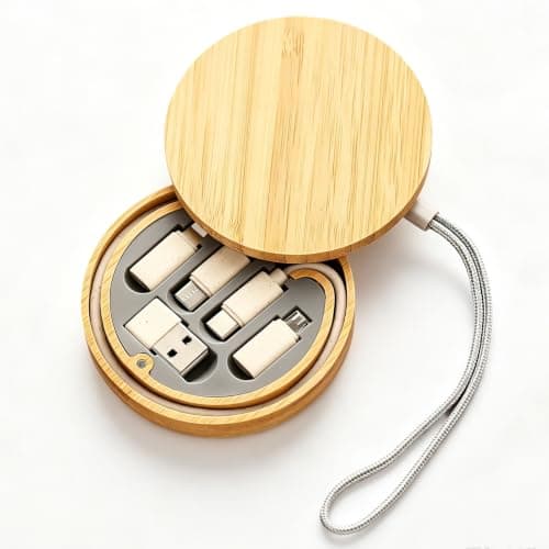 6 in 1 Multi Functional Bamboo Charging Cable Kit