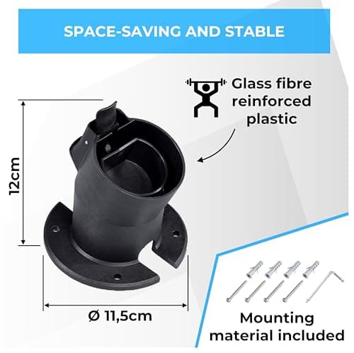 GRAFT type 2 EV Charger Cable Organizer | Wall mount for electric car with IEC 62196-2 plug | Holder for type 2 wallbox charging station including anti-theft protection for cable and charger — view 4