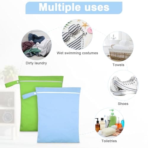 AOOSA 2PCS Wet Bags, Reusable Cloth Diaper Bags with Handle and Zipper — view 4