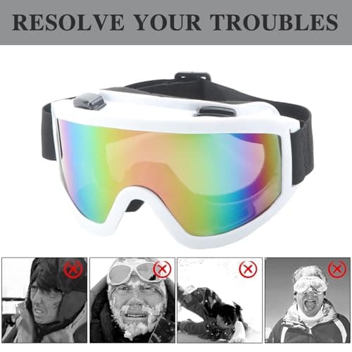 KASESSS Ski Goggles for Men, Anti-Fog Ski Goggles Womens, Skiing Goggles Adjustable, Ski Glasses UV Protection, Ski Googles Over Glasses, Snow Goggles for Adult Youth Winter Snow Sports (White) — view 4