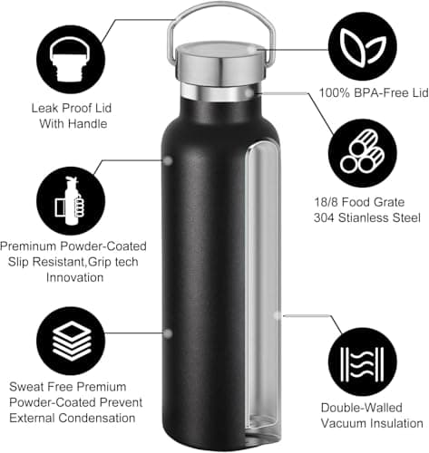 Train like A Champion No Limits Fitness Club Black Stainless Steel Water Bottle Vacuum Insulated Double Wall Travel Bottle Black — view 2