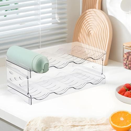 Stackable 2-Tier Bottle Rack for Fridge and Cupboard 16-Bottle Clear Holder — view 6