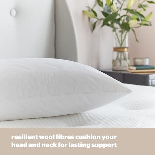 Silentnight Quilted Wool Pillow - 100% Natural Wool - Temperature Regulating Maintain a Comfortable Temperature All Night - Supportive for Head and Neck - Hypoallergenic & Odour Resistant - Washable — view 6