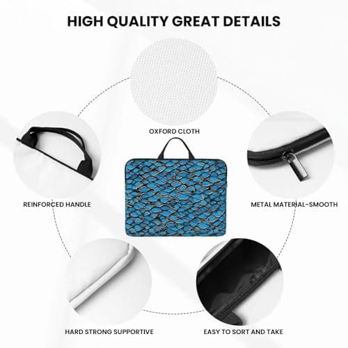 Silver Fish Scale Print 14in Laptop Case With Thick Pearl Cotton Padding For Daily Travel, Business Trips, And Commuting, Black, One Size — view 6