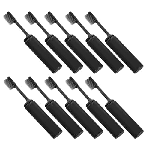 10pcs Black Portable Folding Toothbrush Pp Manual Toothbrush
