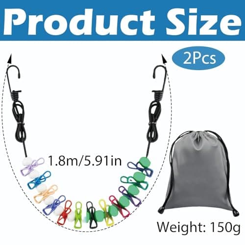 KFSCIP Travel Washing Line, Portable Retractable Clothes Line with Pegs, Compact Camping Washing Line Rope for Outdoor Use, Durable and Lightweight Design — view 2
