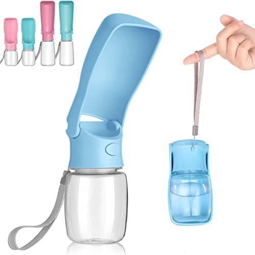 Canareen Foldable Travel Dog Water Bottle for Dog Cat Outdoor(350ml,Blue)