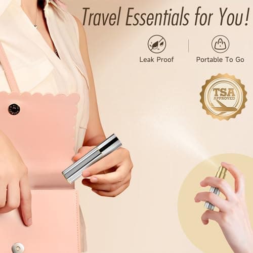 Perfume Atomiser, 5ml Perfume Travel Bottle, Refillable Perfume Bottle Mini Atomiser Spray Perfume Dispenser Refill Bottle fits Purse Handbag Pocket Luggage for Women and Men (Silver) — view 4