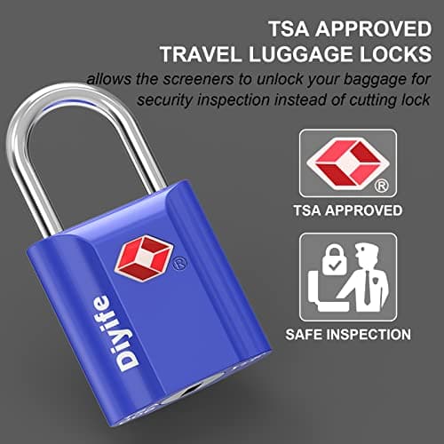 Diyife Security Luggage Locks with Keys - 2 Pack Heavy Duty Zinc Alloy Travel Locks for Suitcase (Blue) — view 2