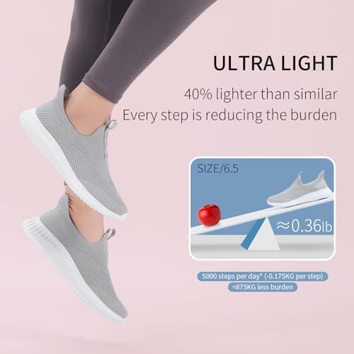 SK·TRIP Women's Walking Shoes Lightweight Breathable Flying Woven Mesh Upper Casual Jogging Shoes Ladies Tennis Shoes Workout Footwear Non-Slip Gym Sneakers for Women, Grey, 2 UK — view 2