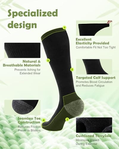 SukModen Bamboo Compression Socks for Women & Men, 2 Pairs, 15–20mmHg — view 4