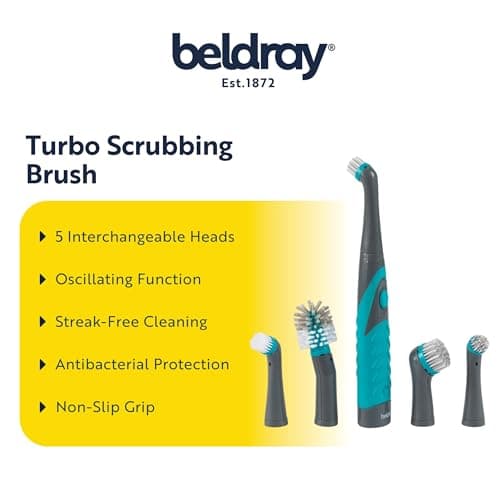 Beldray Anti Bac Handheld Scrubbing Brush, Battery Powered, 5 Heads — view 2