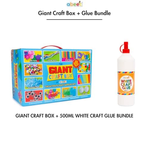 abeec Giant Craft Box + Glue Bundle | 1000+ Pieces Arts and Crafts Kit for Kids | 500ml White Craft Glue Included | Ages 5 to 12 | School Holiday Activity | Birthday Gift — view 2