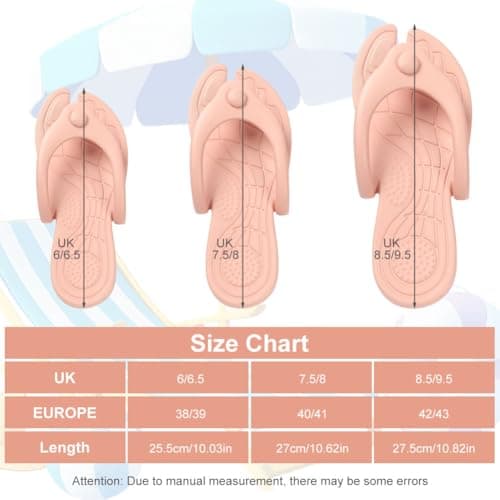 Aomig Foldable Flip Flops Womens Lightweight Travel Thong Slippers Portable Folding Slides Sandal Non Slip Thong Sandals Yoga Open Toes Slippers Quick Drying Shower Shoes Flip Flops(Pink-8.5-9.5 UK) — view 2