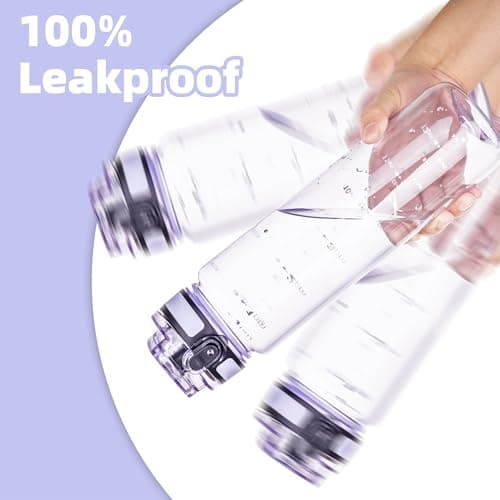 OLDLEY 1L/32oz Sports Water Bottle, 1000ml Motivational Water Bottles with Time Markings Drinks Bottle Leak Proof & Lock Cover & No Straw, Tritan BPA Free for Women Men Gym School Cycling Hiking — view 5