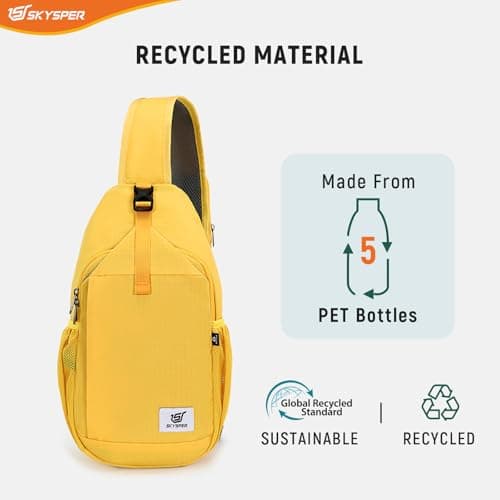 SKYSPER Sling Bag RFID Cross Body Bag Recycled Crossbody Backpack Travel Daypack(Apricot) — view 4