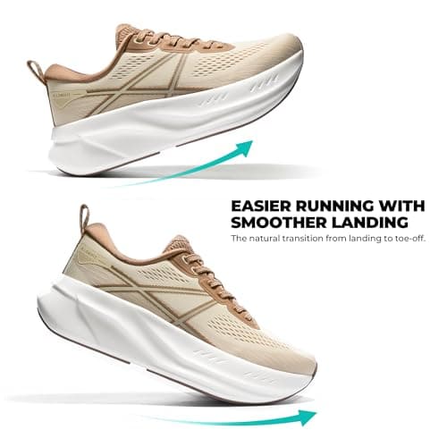 ALLSWIFIT Women's Road Running Shoes Walking Sneakers,Beige/Khaki,6 — view 6