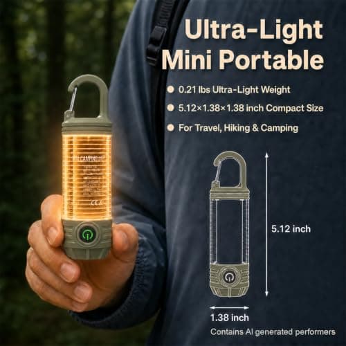 LED Camping lamp Tent lamp Rechargeable Torch 6 Lighting Modes with Hook — view 3