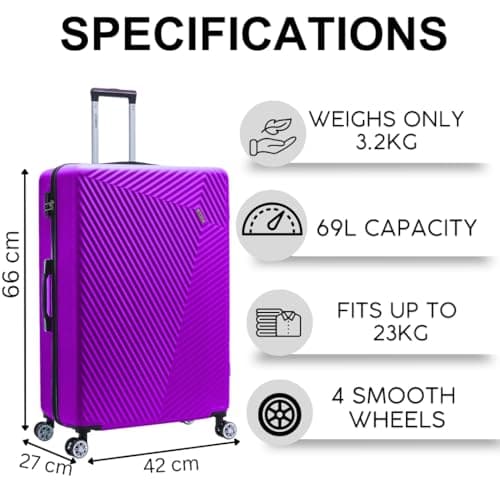 FLYMAX Medium Suitcase 4 Wheel Lightweight Luggage Hard Shell ABS Travel Case Hold Check in Fits 15kg - 20kg Medium Size + 3 Digit Lock + Telescopic Handle 67 Litre Capacity — view 2